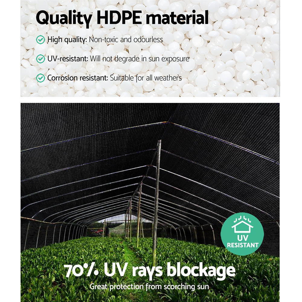 70% Shade Cloth Heavy Duty 3.66m x 30m - Various Colours