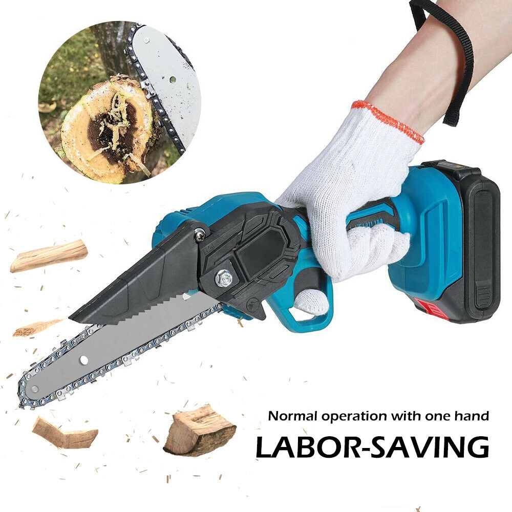 Mini Cordless Electric Chainsaw 16cm 2X Battery Powered Wood Cutter Rechargeable
