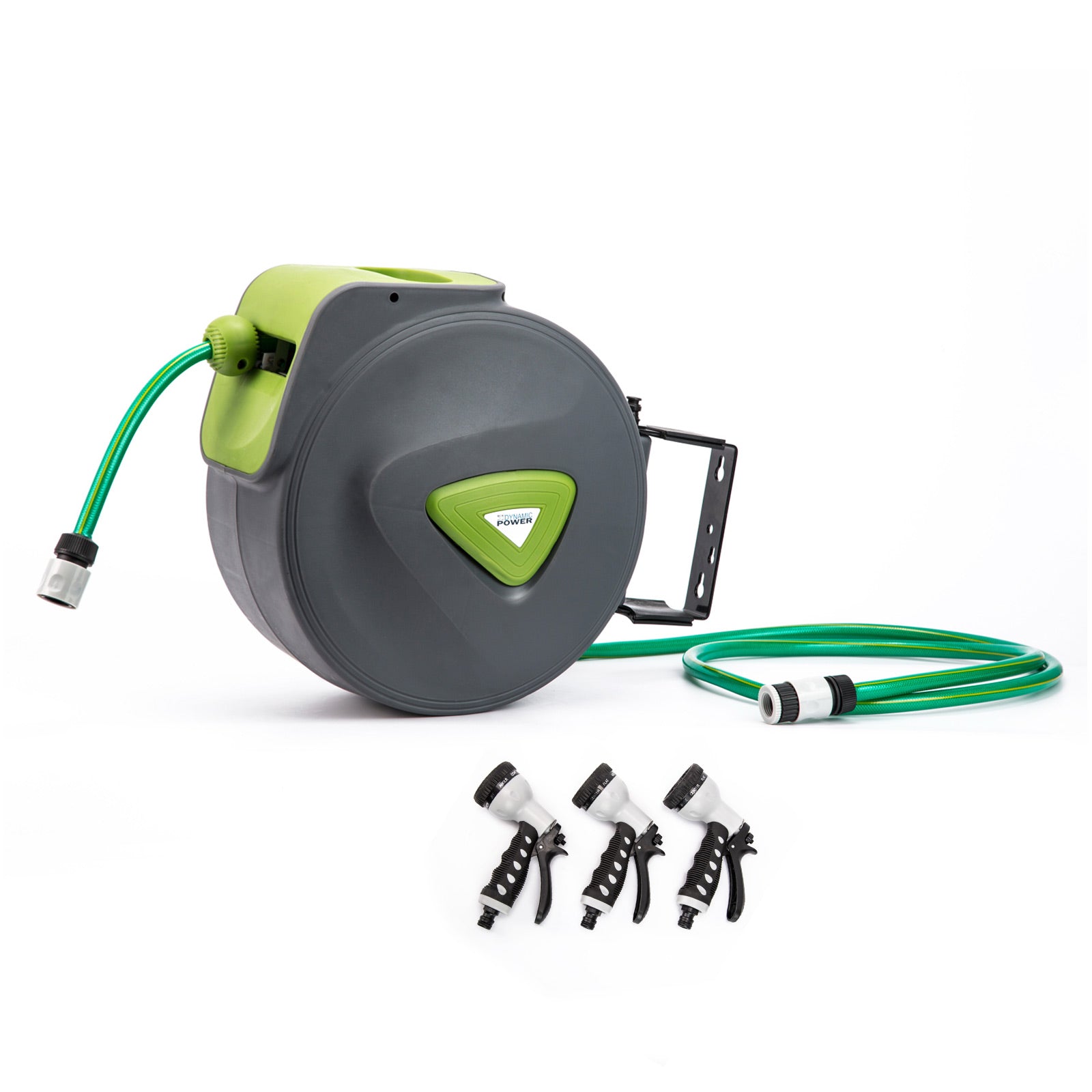 Dynamic Power Garden Water Hose 20M Retractable Rewind Reel Wall Mounted australia