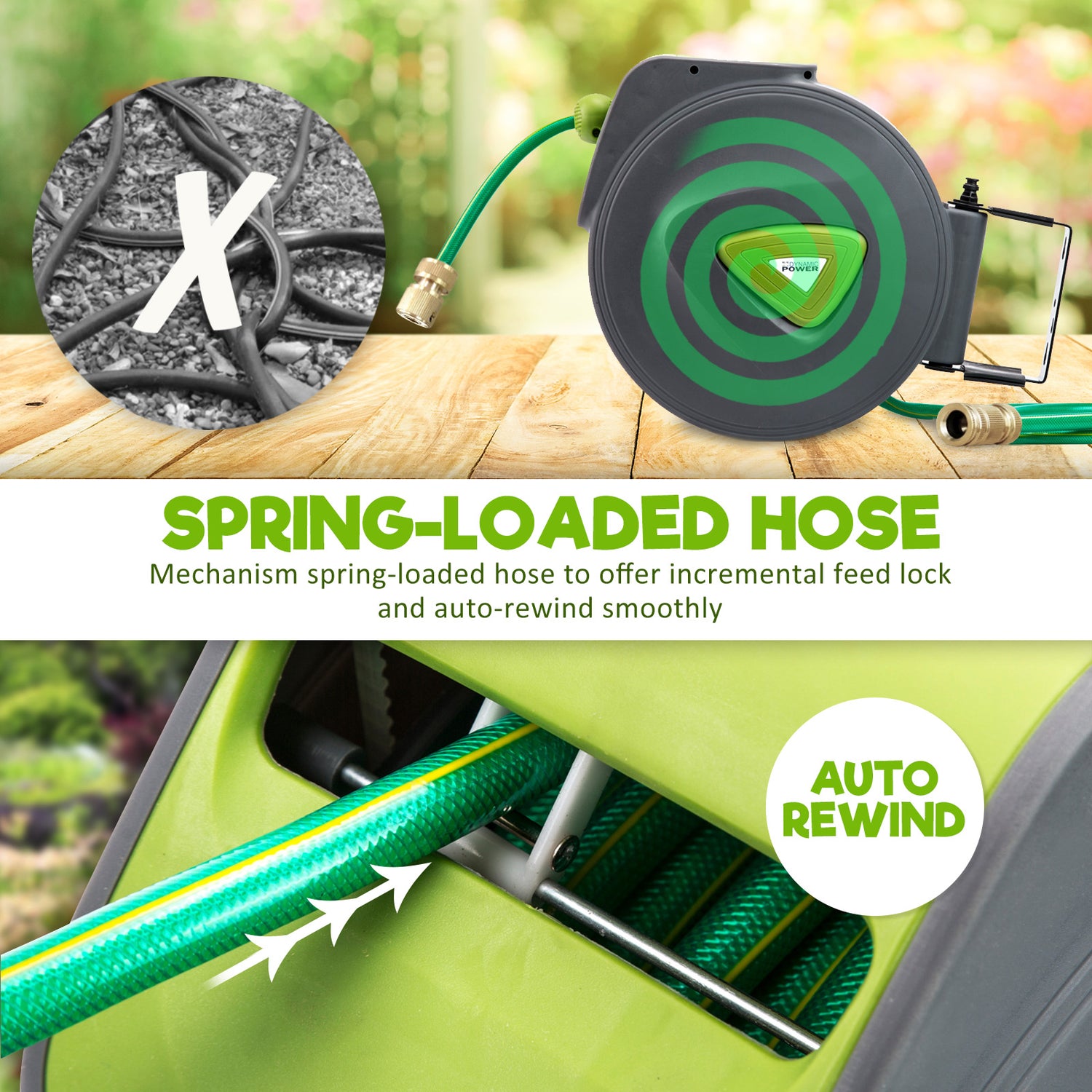 spring loaded garden hose