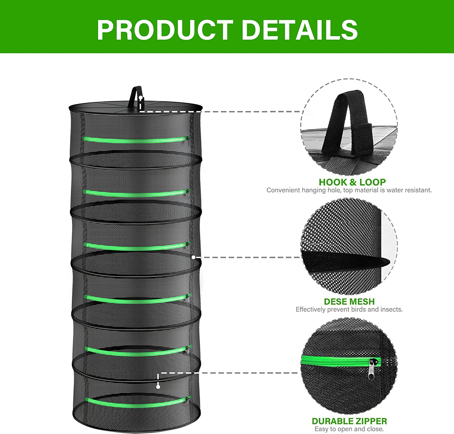 6-Layer 120cm Foldable Vegetable/Fruit Drying Rack