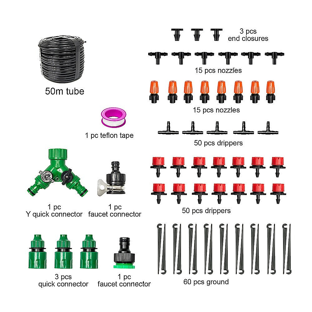 components 50M Hose Garden Irrigation System Plant Watering DIY Micro Drip Kits