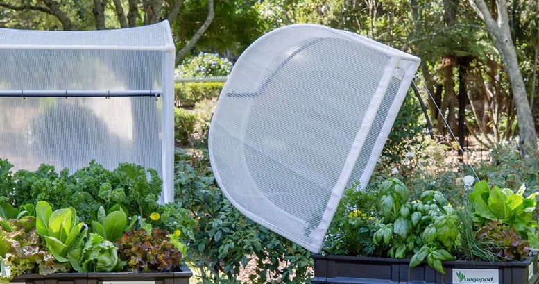 Vegepod self-watering raised garden bed with VegeCover canopy at Planters Gardens Australia