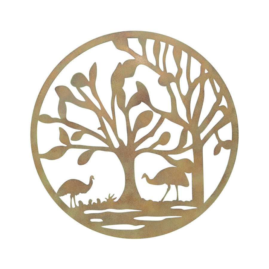 Lasercut Round  Emu Family Wall Art
