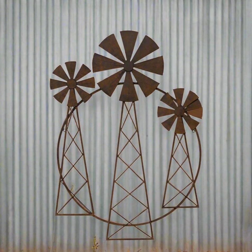 Contemporary 3-Windmill Wall Art