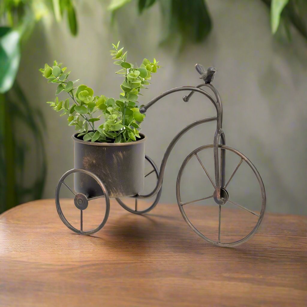 Willow & Silk Metal 39.5cm Bicycle Garden Pot/Planter w/ Bird
