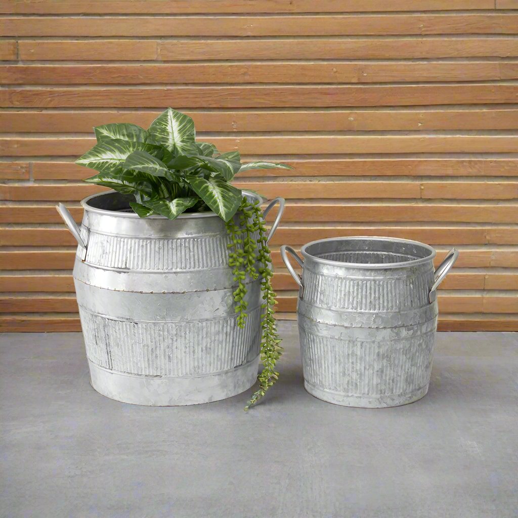 Willow &amp; Silk Nested 38cm/30cm Set of 2 Barrel Pot/Planter