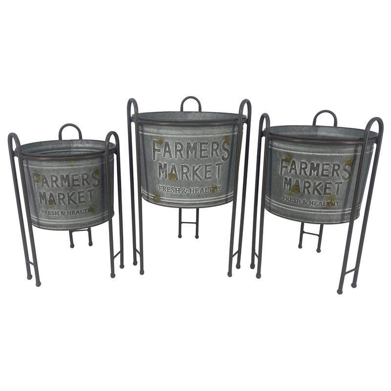 Set/3 Nested Farmers Market Planters on Stands