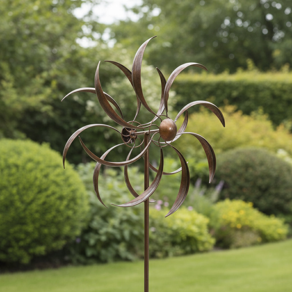 Decorative metal windmill on a white background