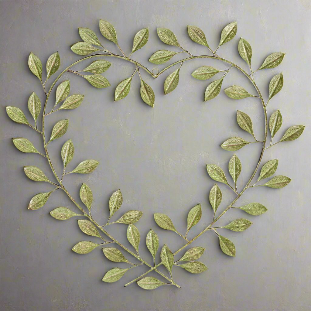 Willow & Silk 53cm Green Leafy Heart/Nature Wall Art