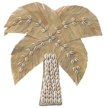 Handmade Shell &amp; Weave Palm Tree Wall Art