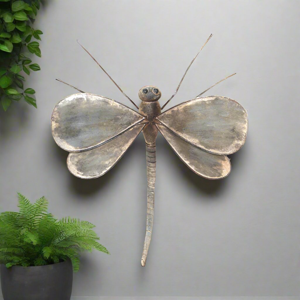 Willow &amp; Silk Metal 66cm Flying Dragonfly Wall Art