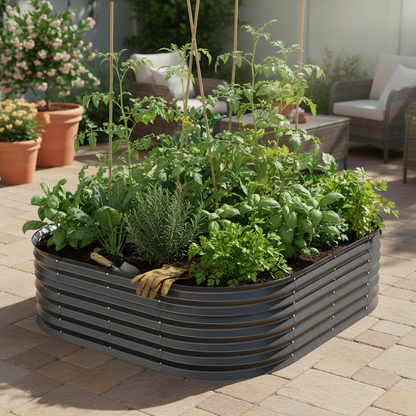 45cm garden bed with vegetables on patio