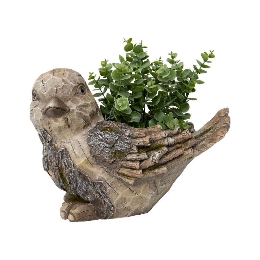 Rustic Bird Planter w/Hole &amp; Plug 36x24x27cm