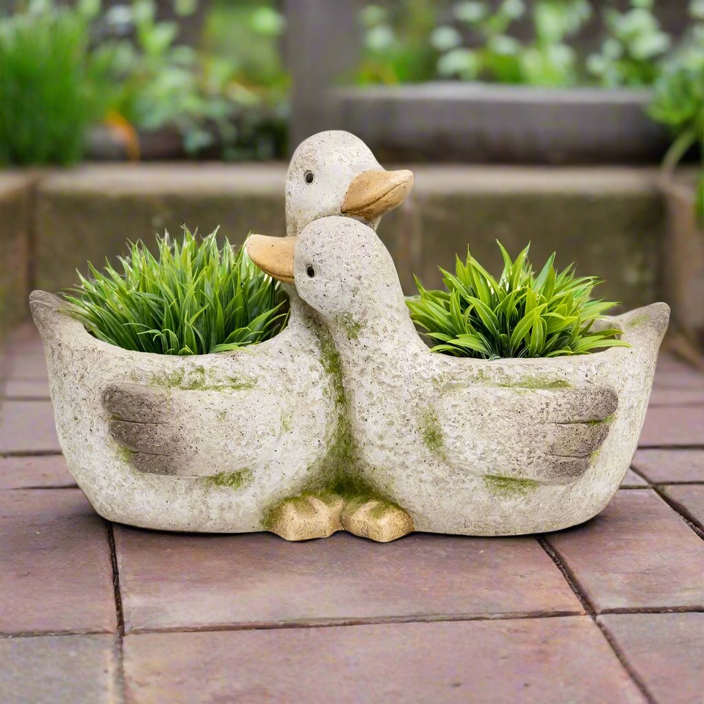 Animal Pot Cuddling Ducks Planter 