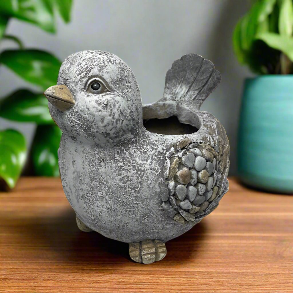 Willow &amp; Silk Magnesium 33cm Baby Bird Pot/Planter Garden Figurine 