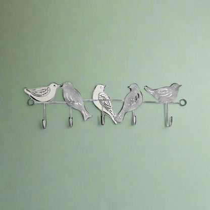 Bird Family 5-Hook Wire Wallhanging 32x3x9.5cm