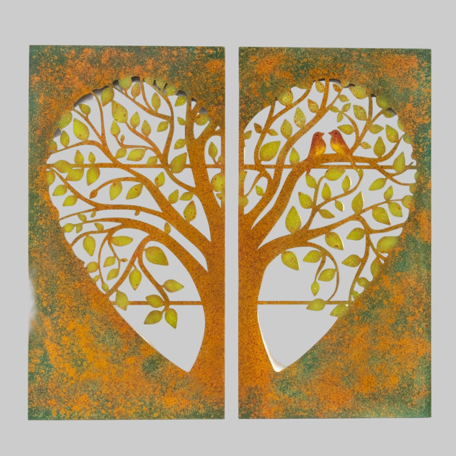 Laser- cut Heart 2-Piece Tree-of-Life Wall Art