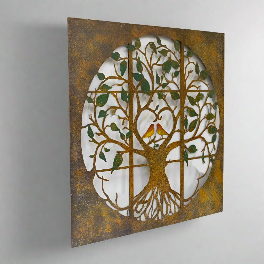 Willow &amp; Silk Laser cut 35cm Metal Tree Of Life 3-Piece Nature Wall Art