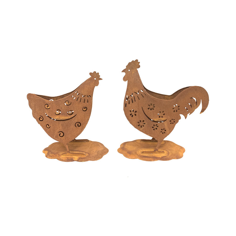 Set/2 Asst Trendy Rust Chook Planters