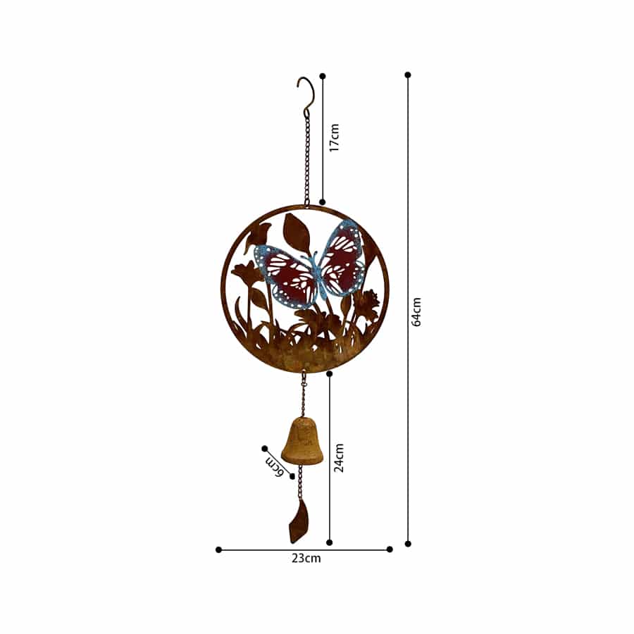 Rust &amp; Colour Butterfly Bell Hanger