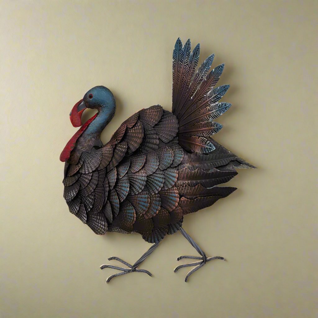 Willow &amp; Silk Hanging 47x37cm Metal Mrs Turkey/Bird Wall Art