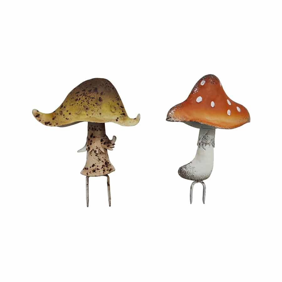 Set/2 Asst Mushroom Garden Stake