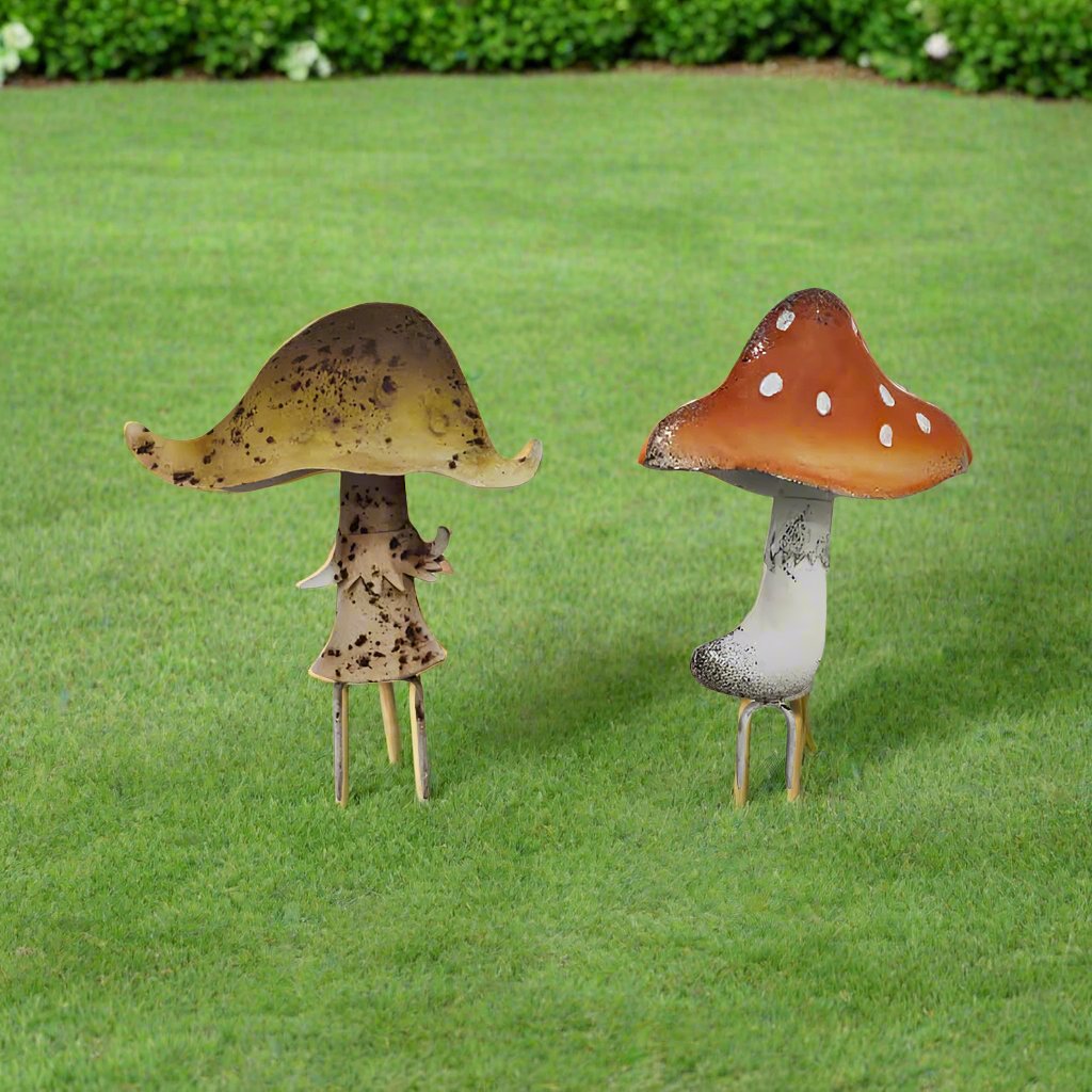 Set/2 Asst Mushroom Garden Stake