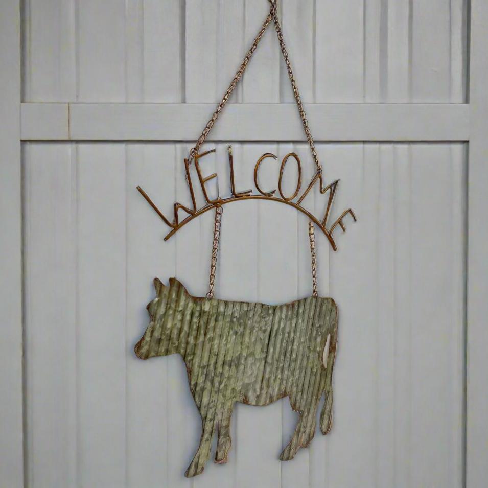 
Willow &amp; Silk Hanging 74cm Rustic Metal Cow &