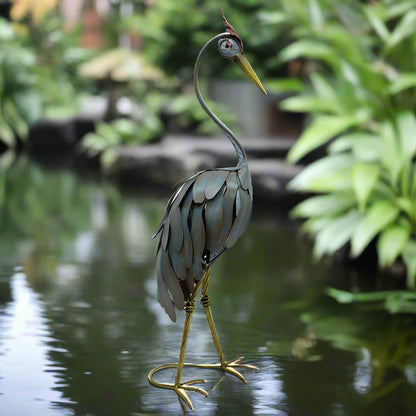 Crane Statue Looking Down 20x18x70cm