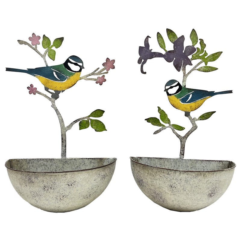 Set/2 Asst Colourful Bird Wall Planters