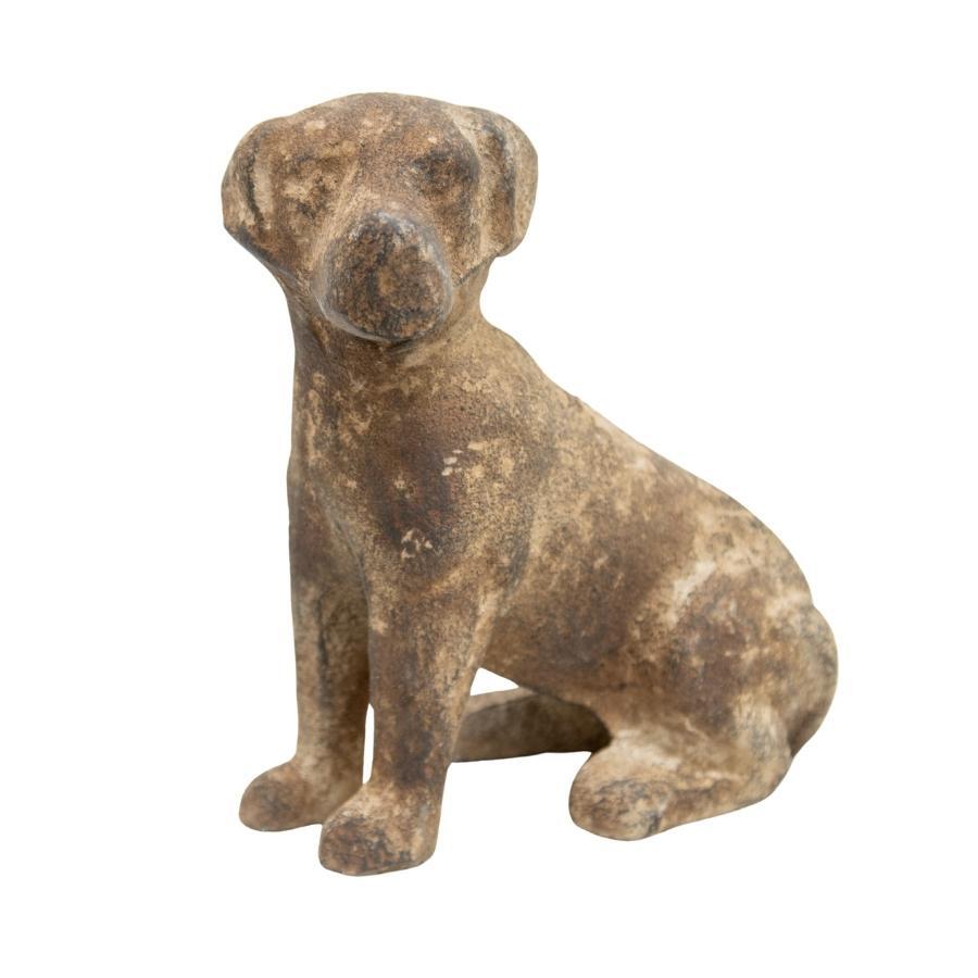 Aged Cast-Iron Sitting Dog Decoration