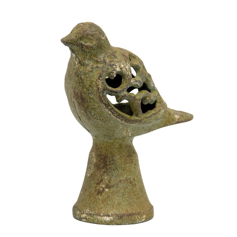 Aged Cast-Iron Bird on Base Decoration
