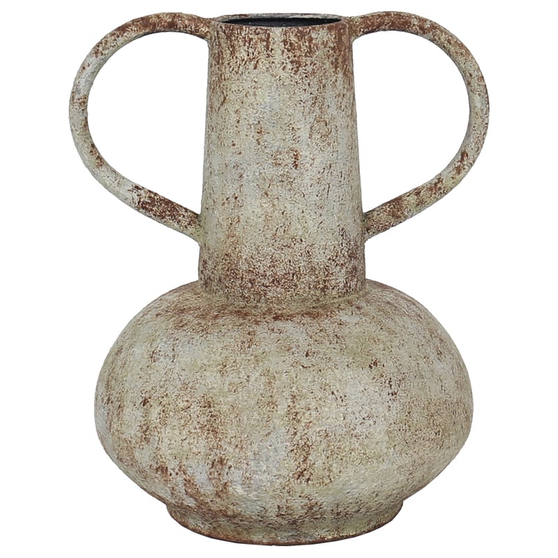 Artisan Aged Vase w/ Wide Base & Handles