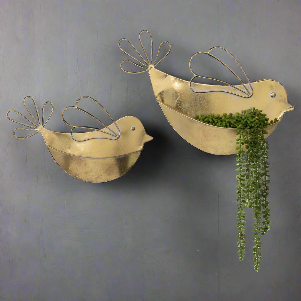 Set/2 Nested Lustre Gold Wall Planters