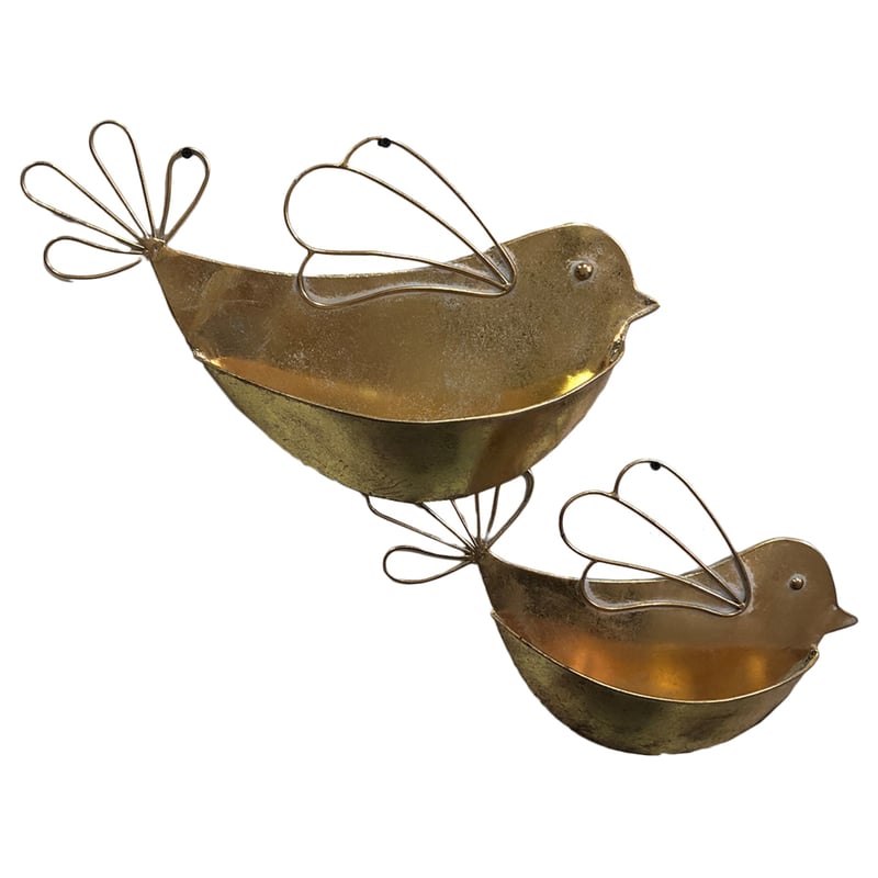 Willow &amp; Silk Metal 48cm/42cm Set of 2 Bird Garden Pot/Planters