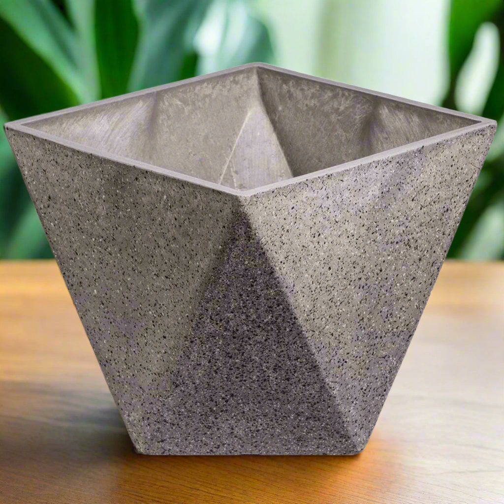 Imitation Dark Stone Geometric (Square) Planter 30cm