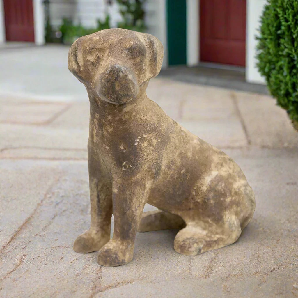 Aged Cast-Iron Sitting Dog Decoration 12.5x7x13.5cm