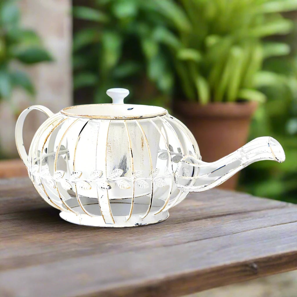 Antique White Teapot Potplanter