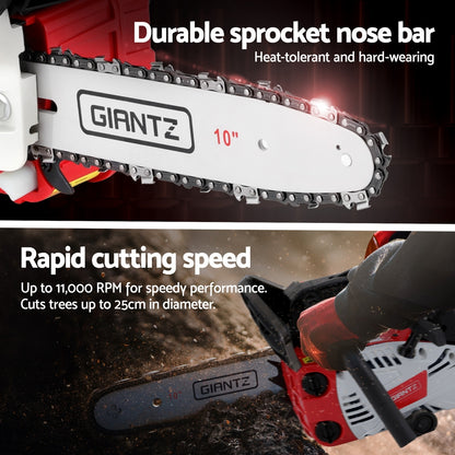 Giantz | Petrol Chainsaw E-Start 10” Bar 25cc