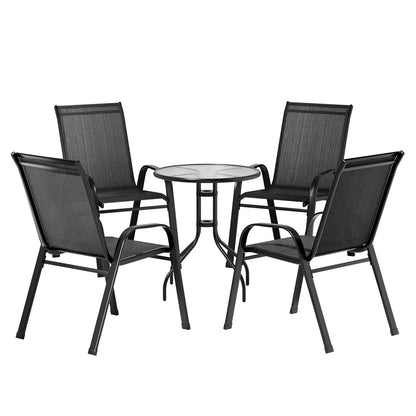Gardeon 5-Piece Stackable Bistro Set — Black