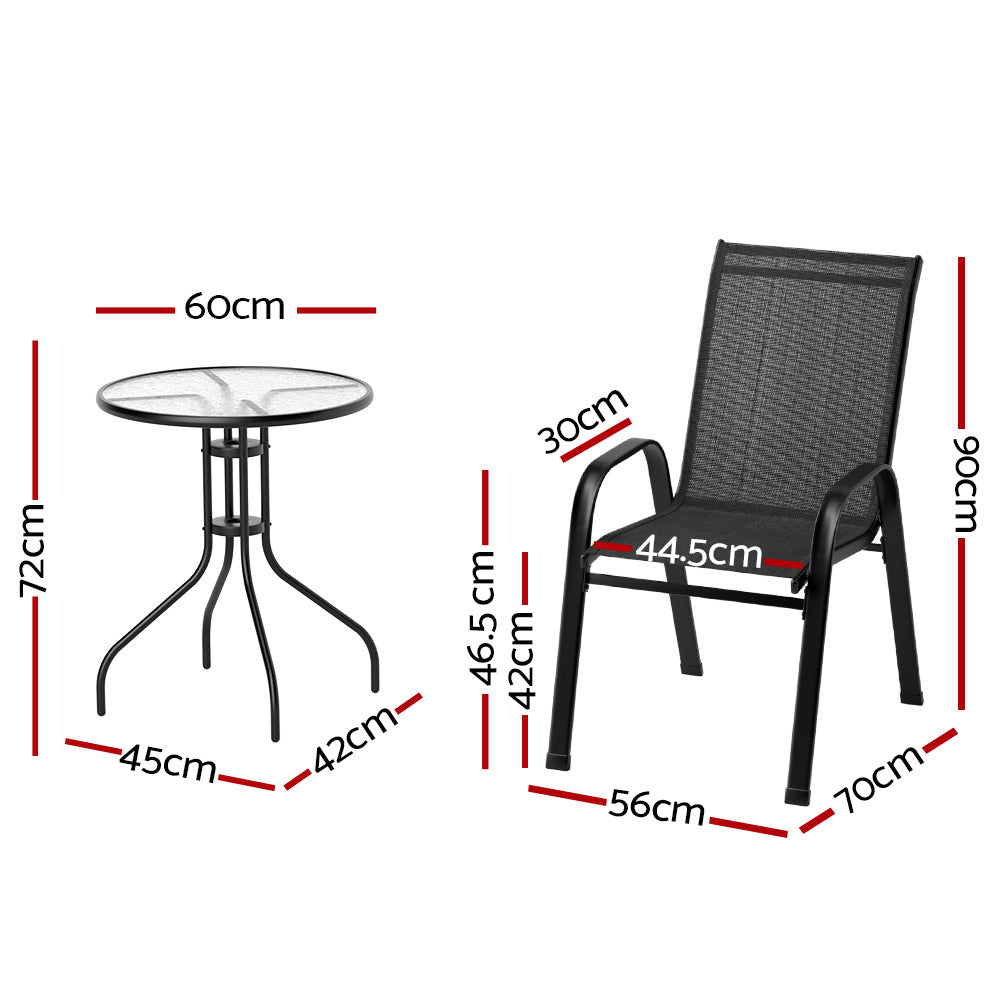 Gardeon 5-Piece Stackable Bistro Set — Black