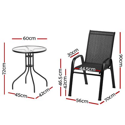 Gardeon 5-Piece Stackable Bistro Set — Black
