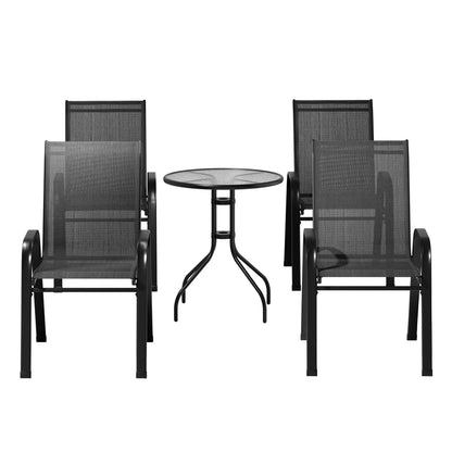 Gardeon 5-Piece Stackable Bistro Set — Black