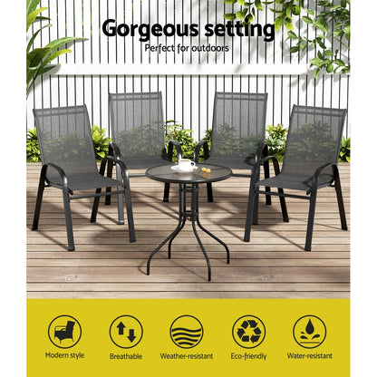 Gardeon 5-Piece Stackable Bistro Set — Black