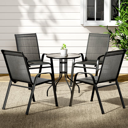 Gardeon 5-Piece Stackable Bistro Set — Black