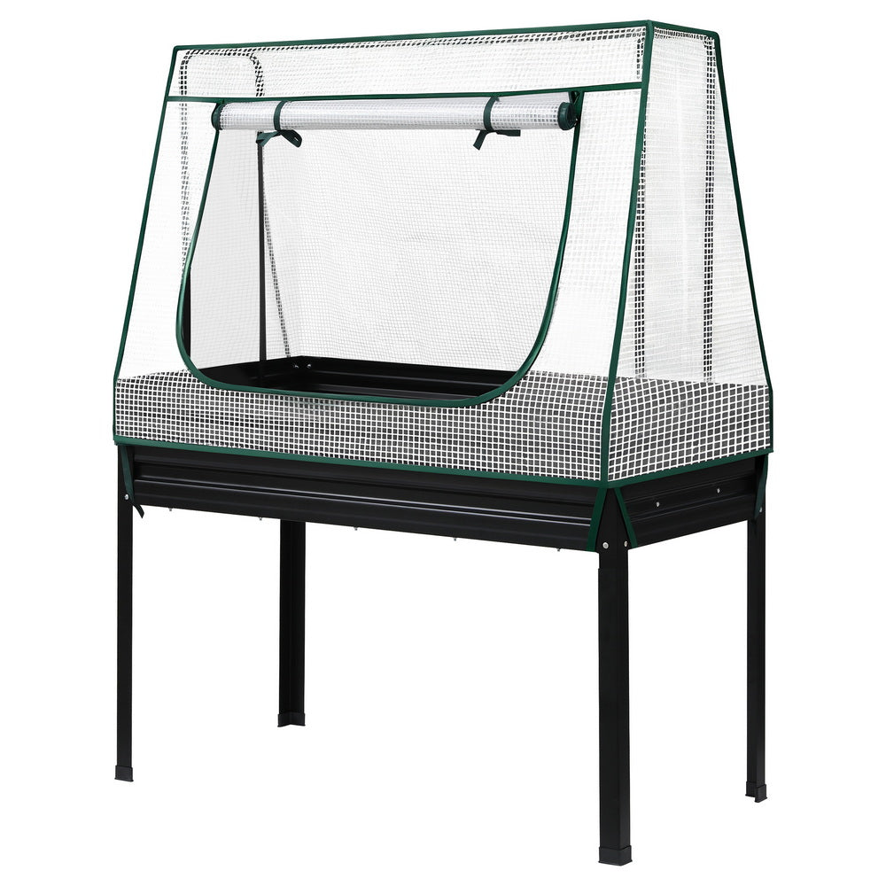 Green Fingers Metal Garden Bed w Mini Greenhouse Cover 1.16m x .6m x 250mm