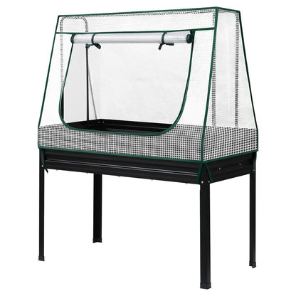 Green Fingers Metal Garden Bed w Mini Greenhouse Cover 1.16m x .6m x 250mm