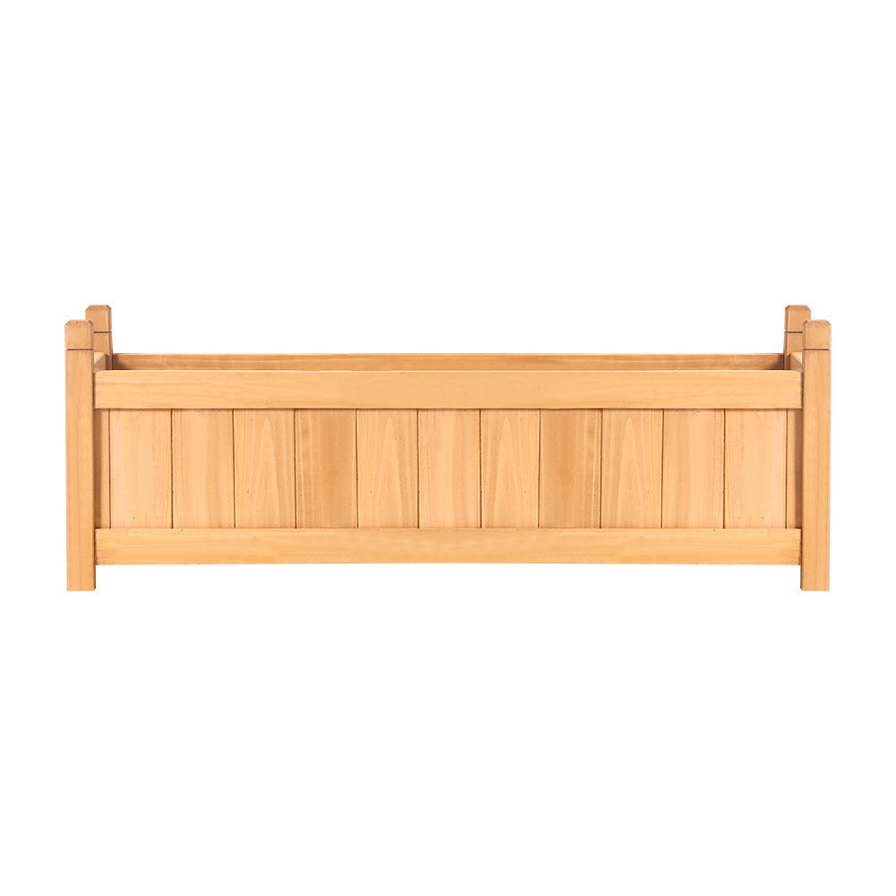 2x Green Fingers Garden Bed 90x30x33cm Wooden Planter Box Raised Container Growing