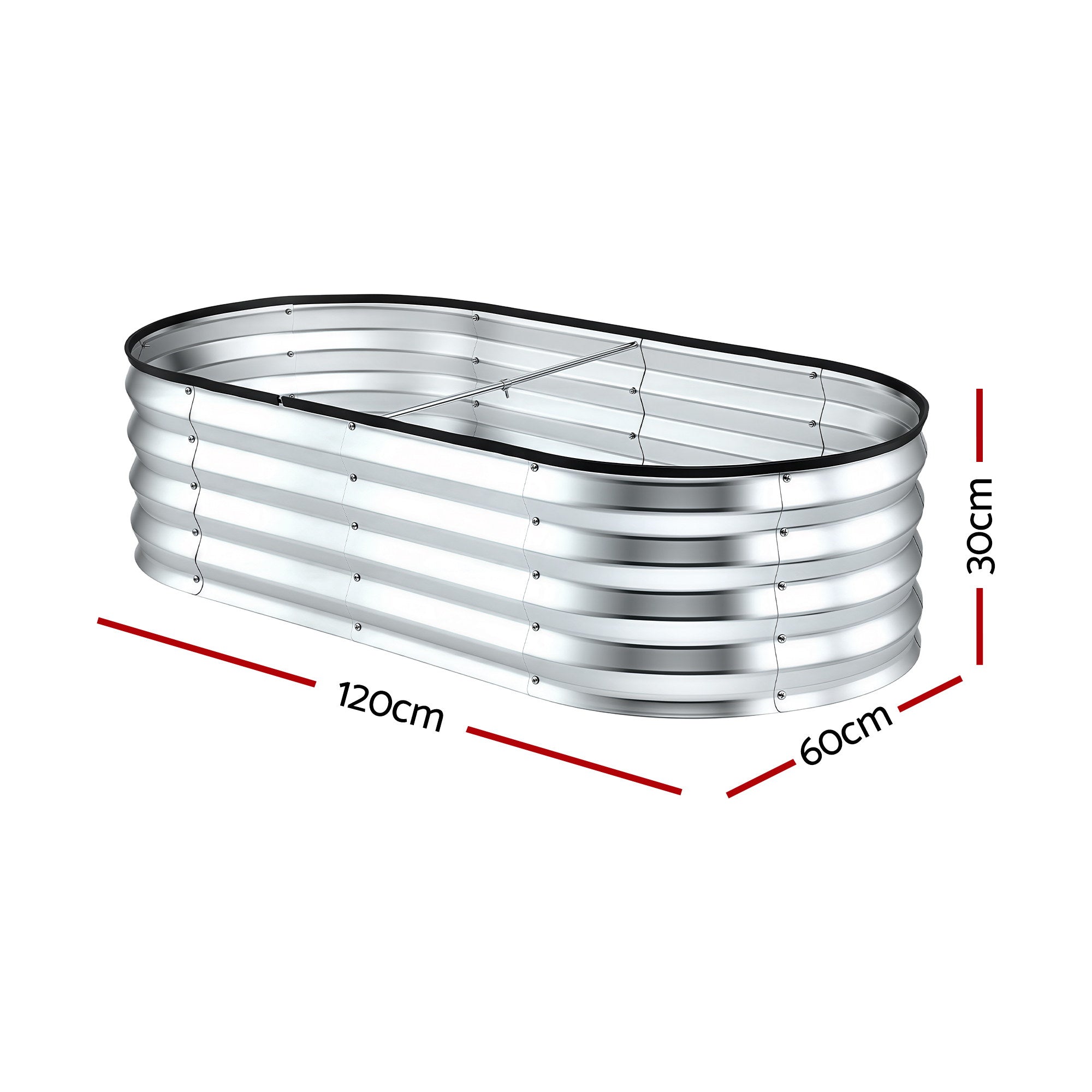 Greenfingers Raised Garden Bed 1.2m x .6m x 300mm - Silver
